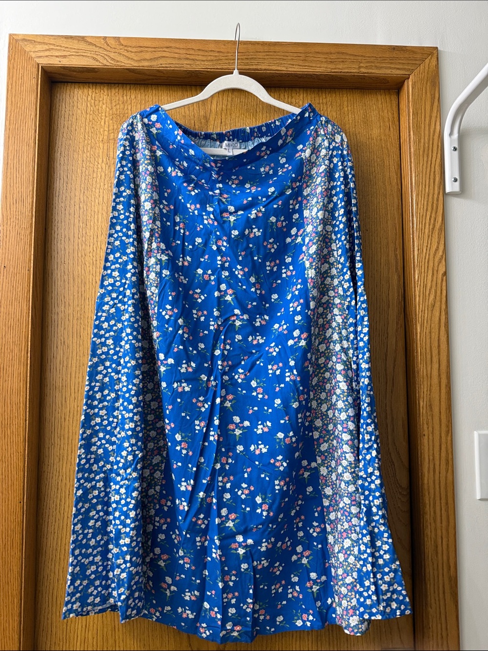 Blue Floral Maxi Skirt - Women's Flowing A-Line
